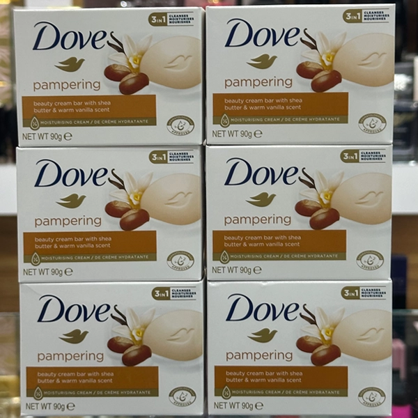 صابون داو کرمی پامپرینگ قهوه ای با عصاره وانیل گرم و کره شی 90 گرم | Dove pampering Soap (beauty cream bar with shea butter & warm vanilla scent) 90gr